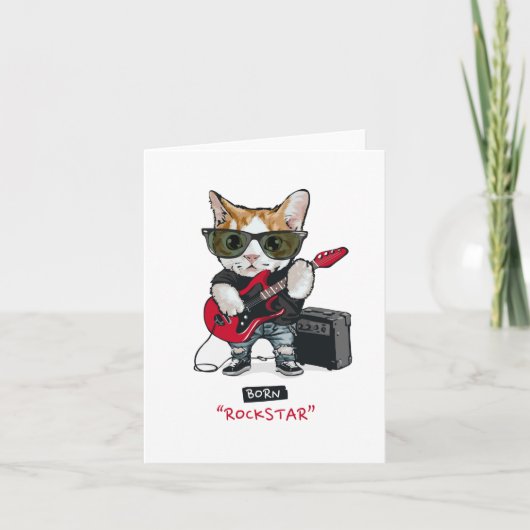 Carte T-shirt Kitty Rockstar (Devant)