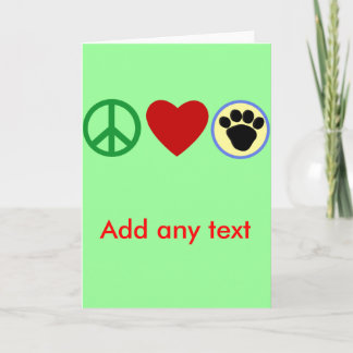 Carte T-shirts de pattes de chiot d'amour de paix,