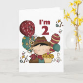 Carte T-shirts et cadeaux Cowboy 2e anniversaire (Fleur jaune)