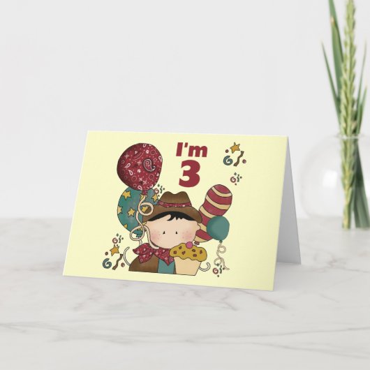 Carte T-shirts et cadeaux Cowboy 3e anniversaire (Devant)
