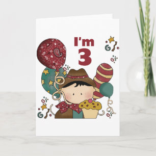 Carte T-shirts et cadeaux Cowboy 3e anniversaire