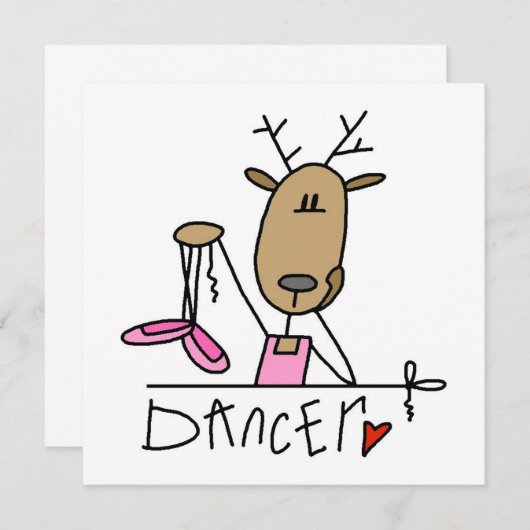 Carte T-shirts et cadeaux Dancer Reindeer (Devant / Derrière)