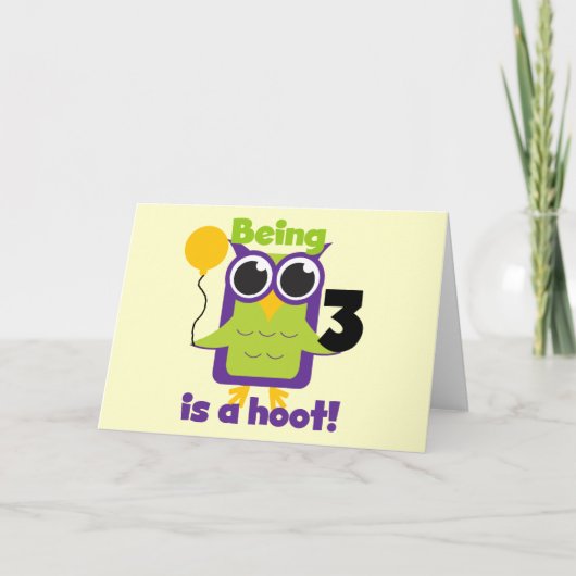 Carte T-shirts et cadeaux d'anniversaire de Hoot Owl 3e (Devant)