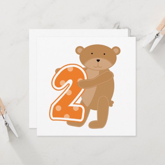 Carte T-shirts et cadeaux de 2e anniversaire de l'ours (Devant/Arrière en situation)