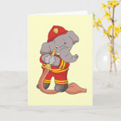 Carte T-shirts et cadeaux d'éléphant de sapeur-pompier (Fleur jaune)