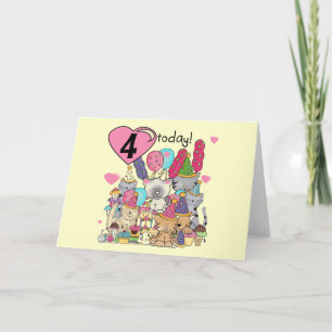 Carte T-shirts et cadeaux fête Kittens 4e anniversaire