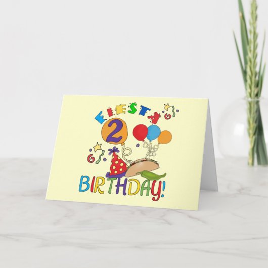 Carte T-shirts et cadeaux Fiesta 2e anniversaire (Devant)