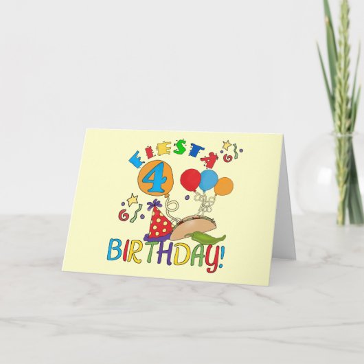 Carte T-shirts et cadeaux Fiesta 4th Birthday (Devant)