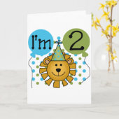 Carte T-shirts et cadeaux Lion 2e anniversaire (Fleur jaune)