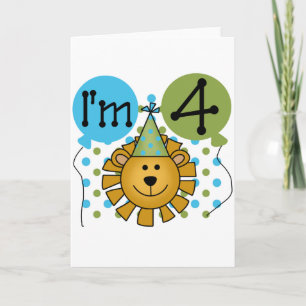 Carte T-shirts et cadeaux Lion 4th Birthday