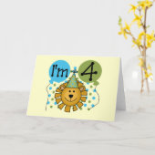 Carte T-shirts et cadeaux Lion 4th Birthday (Fleur jaune)