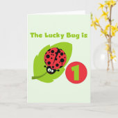 Carte T-shirts et cadeaux Lucky Bug 1er anniversaire (Fleur jaune)