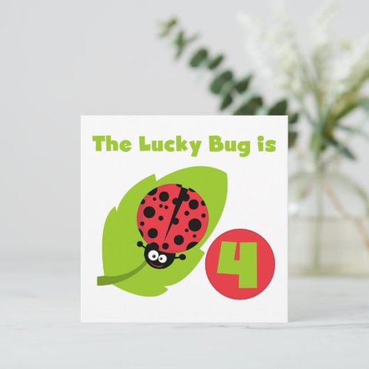 Carte T-shirts et cadeaux Lucky Bug 4th Birthday (Debout devant)