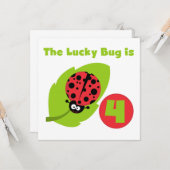 Carte T-shirts et cadeaux Lucky Bug 4th Birthday (Devant/Arrière en situation)