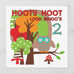 Carte T-shirts et cadeaux Owl 2nd Birthday