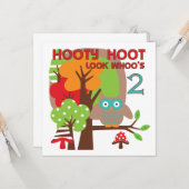 Carte T-shirts et cadeaux Owl 2nd Birthday (Devant/Arrière en situation)