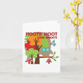 Carte T-shirts et cadeaux Owl 4th Birthday (Fleur jaune)