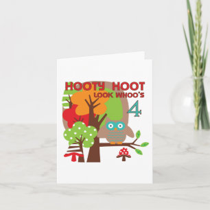 Carte T-shirts et cadeaux Owl 4th Birthday