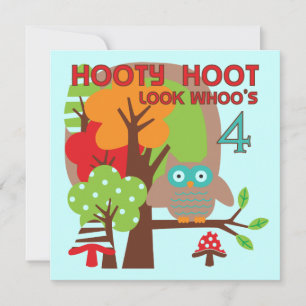 Carte T-shirts et cadeaux Owl 4th Birthday