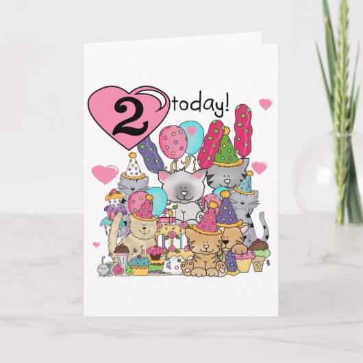 Carte T-shirts et cadeaux Party Kittens 2e anniversaire (Devant)