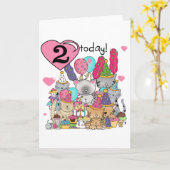 Carte T-shirts et cadeaux Party Kittens 2e anniversaire (Fleur jaune)