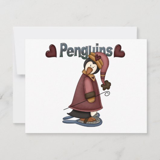 Carte T-shirts et cadeaux Penguin en raquettes (Devant)