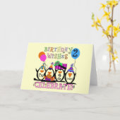 Carte T-shirts et cadeaux Silly Penguins 2e anniversaire (Fleur jaune)