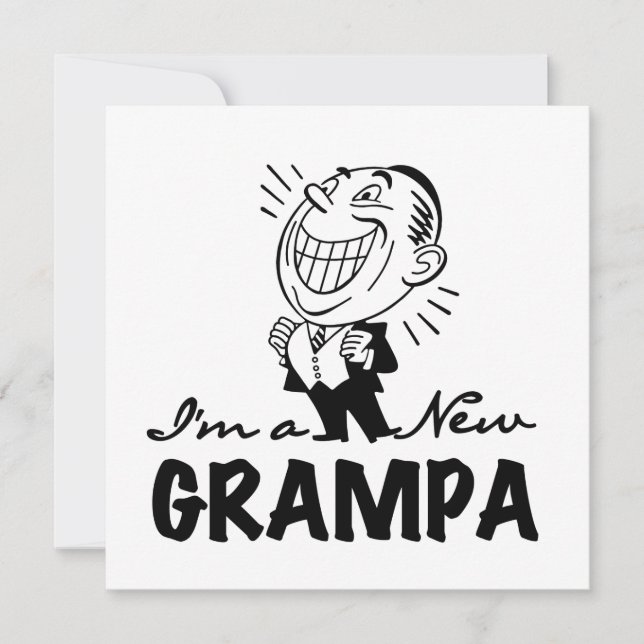 Carte T-shirts et cadeaux souriants New Grampa (Devant)