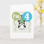 Carte T-shirts et cadeaux Zebra 4e anniversaire (Fleur jaune)