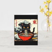 Carte T-shirts graphiques drôles japonais Ramen de chat (Fleur jaune)