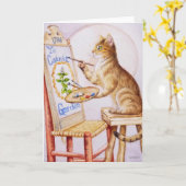 Carte Tabby Artiste Brown Peinture Chat Aquarelle Art (Fleur jaune)
