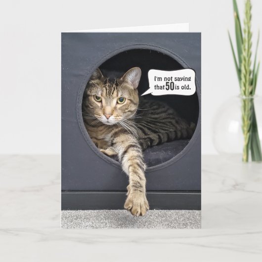 Carte Tabby Cat 50e Humour d'anniversaire (Devant)