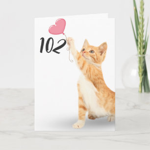 Carte Tabby cat à 102e anniversaire