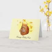 Carte Tabby Cat à rayures orange est une étoile (Fleur jaune)