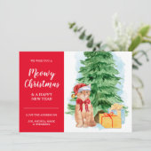 Carte Tabby Cat Chat de Noël à bas prix Santa Hat Card (Debout devant)