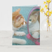 Carte tabby cat dans le miroir se remettre bientôt (Fleur jaune)