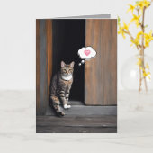 Carte Tabby Cat Penser à vous (Fleur jaune)