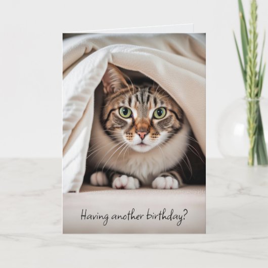 Carte Tabby Chat Anniversaire Obtenir un vieil Humour (Devant)