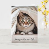 Carte Tabby Chat Anniversaire Obtenir un vieil Humour (Fleur jaune)