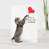 Carte Tabby Chat d'anniversaire avec ballon de coeur (Devant)