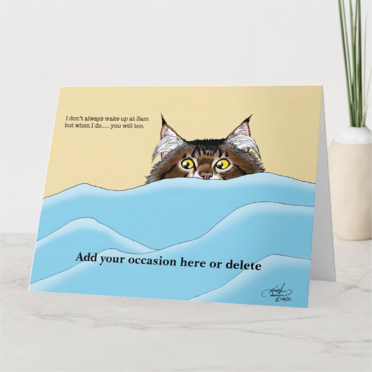 Carte Tabby Chat Pékin Bleu Drôle (Devant)