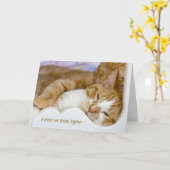 Carte Tabby Chats Anniversaire En Lit (Fleur jaune)