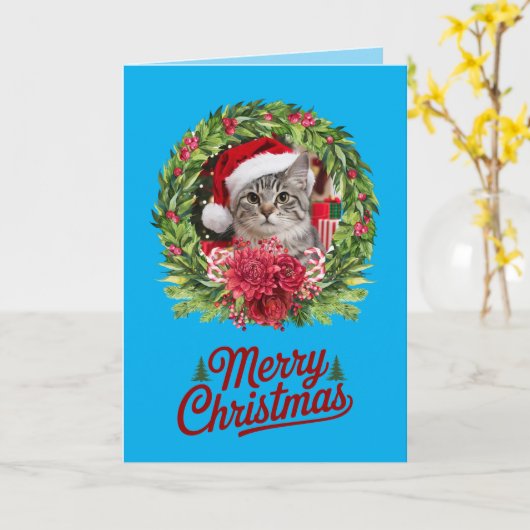 Carte Tabby Christmas Wreath (Fleur jaune)