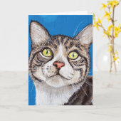 Carte Tabby Cute Peinture Chat (Fleur jaune)