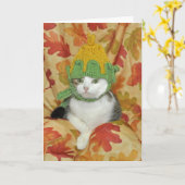 Carte Tabby et chat blanc Thanksgiving ou Fall card (Fleur jaune)
