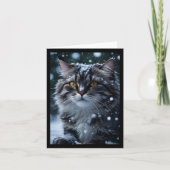 Carte Tabby Gris Chat dans Snowstorm Vide Salutation (Devant)