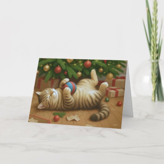 Carte Tabby Noël Étincelle (Devant)