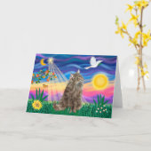 Carte Tabby Norwegian Forest Chat - Twilight (Fleur jaune)