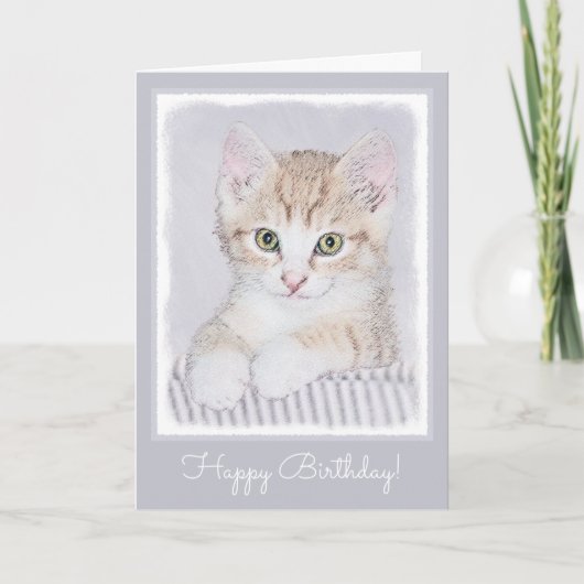 Carte Tabby Orange Kitten Peinture - Art Chat original (Devant)