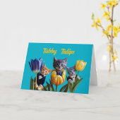 Carte Tabby Tulips (Fleur jaune)